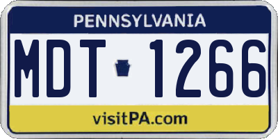 PA license plate MDT1266