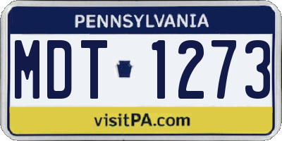 PA license plate MDT1273