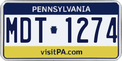 PA license plate MDT1274