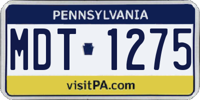 PA license plate MDT1275