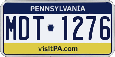 PA license plate MDT1276