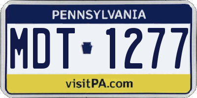 PA license plate MDT1277