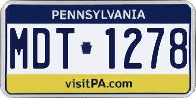 PA license plate MDT1278
