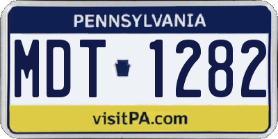 PA license plate MDT1282