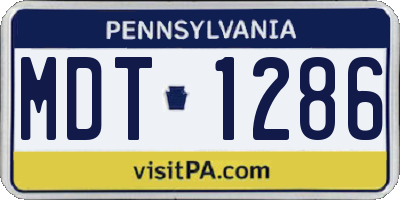 PA license plate MDT1286