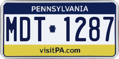 PA license plate MDT1287