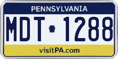 PA license plate MDT1288
