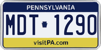 PA license plate MDT1290