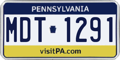 PA license plate MDT1291