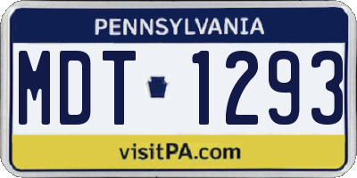 PA license plate MDT1293