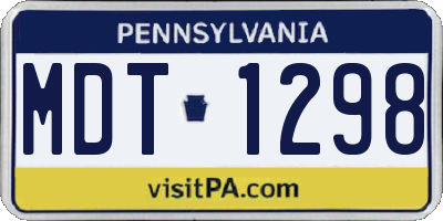 PA license plate MDT1298