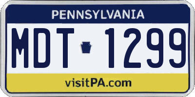 PA license plate MDT1299