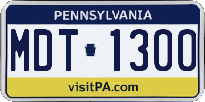 PA license plate MDT1300