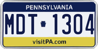 PA license plate MDT1304