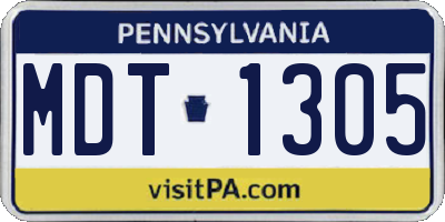 PA license plate MDT1305