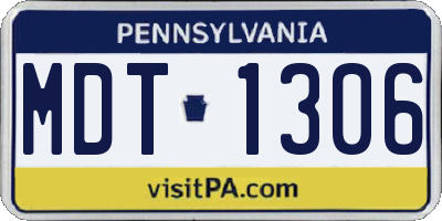 PA license plate MDT1306