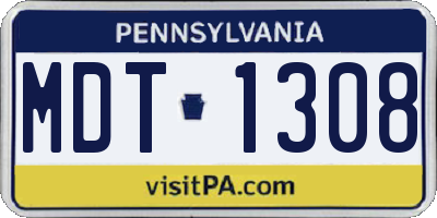 PA license plate MDT1308