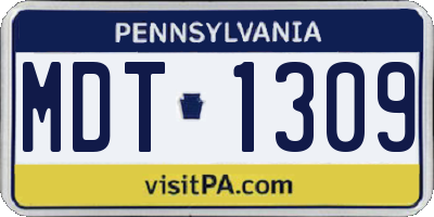 PA license plate MDT1309