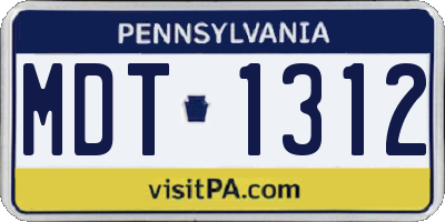 PA license plate MDT1312