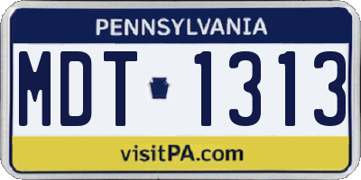 PA license plate MDT1313