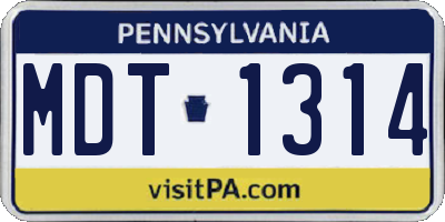 PA license plate MDT1314