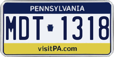 PA license plate MDT1318