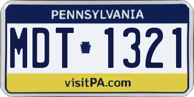 PA license plate MDT1321
