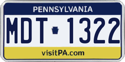 PA license plate MDT1322