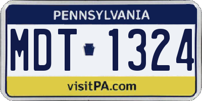 PA license plate MDT1324