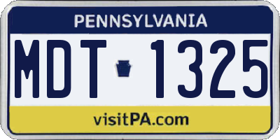 PA license plate MDT1325