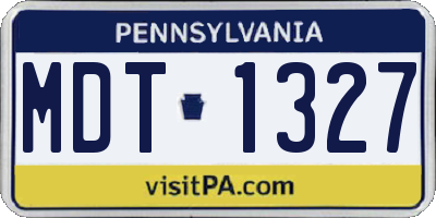 PA license plate MDT1327