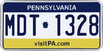 PA license plate MDT1328