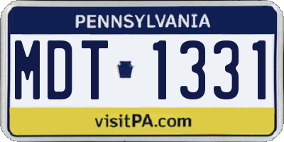 PA license plate MDT1331