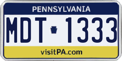 PA license plate MDT1333