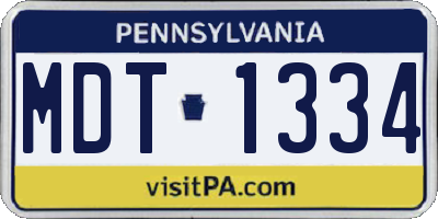 PA license plate MDT1334
