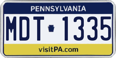 PA license plate MDT1335