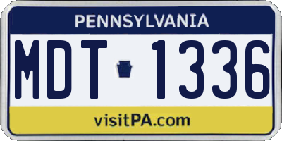 PA license plate MDT1336