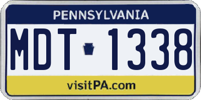 PA license plate MDT1338