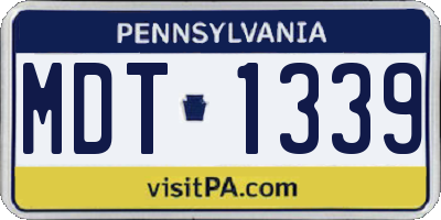 PA license plate MDT1339