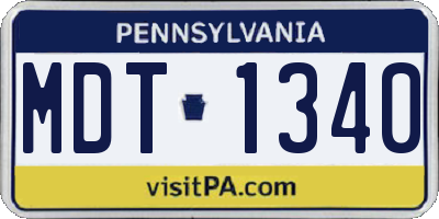 PA license plate MDT1340
