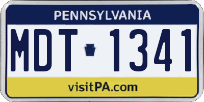 PA license plate MDT1341