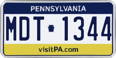 PA license plate MDT1344