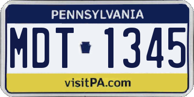 PA license plate MDT1345