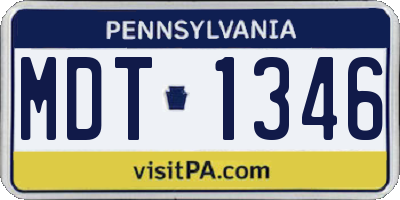 PA license plate MDT1346