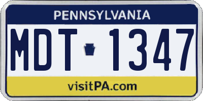 PA license plate MDT1347