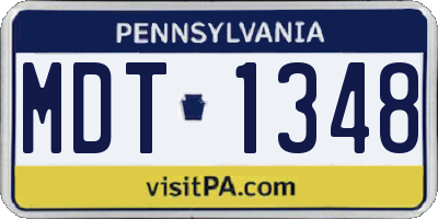 PA license plate MDT1348