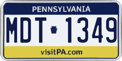 PA license plate MDT1349