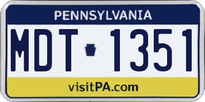 PA license plate MDT1351