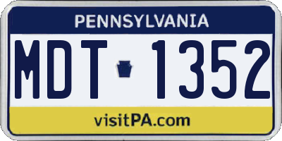 PA license plate MDT1352