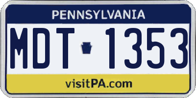 PA license plate MDT1353